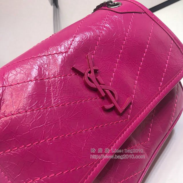 YSL爆款女士包包 聖羅蘭經典款Niki油蠟抓皺牛皮小號郵差包 YSL肩背斜挎包 533037  jjh1188